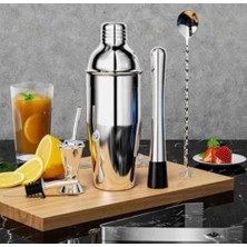 Str Store Paslanmaz Çelik Kokteyl Shaker Seti, Siyah Standlı Bar Seti