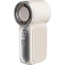 Str Store Fs-24 Dijital Ekranlı Taşınabilir Mini Turbo Fan | 6 Kademeli Yüksek Hızlı El Vantilatörü, 3000MAH Şarj Edilebilir Batarya, LCD Göstergeli Ultra Hafif Cep Fanı (Beyaz, Fs-24)