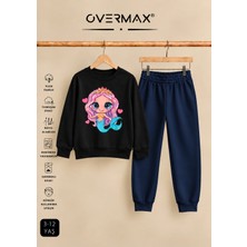 Overmax Deniz Kızı Baskılı Kapüşonsuz Sweatshirt Eşofman Takımı – 3-12 Yaş
