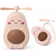 Str Store Avokado Beauty Mirror Mini Fan, Avokado Tasarımlı Aynalı Oyuncak Fan, Plastik ve Elektronik Bileşenli Mini Vantilatör, 5 Yaş ve Üzeri Kullanıma Uygun | 736-1 (Pembe)
