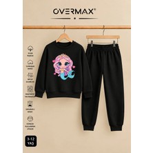 Overmax Deniz Kızı Baskılı Kapüşonsuz Sweatshirt Eşofman Takımı – 3-12 Yaş