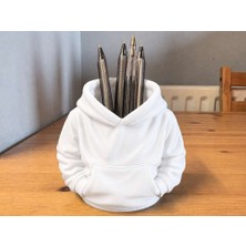 Bin1çeşit 3D Baskı Kapüşonlu Sweatshirt Kalemlik - Masaüstü Organizer-Beyaz