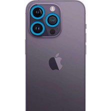 Bin1çeşit iPhone 13 Pro Max Neon Fosforlu Kamera Lens - Mavi