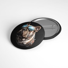 Beyaz Penguen Bulldog - 58MM Rozet - No.05