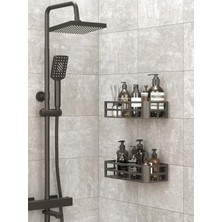 2'li Plastik Duş ve Banyo Rafı | Yapışkanlı Montaj | 12X27X6.5 cm | Paslanmaz – Suya Dayanıklı Duş Banyo Organizer Düzenleyici