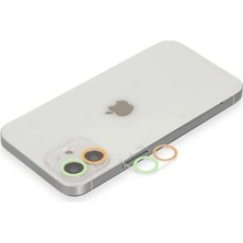 Bin1çeşit iPhone 11 Renkli Kamera Lens Koruma Cam - Turuncu-Yeşil