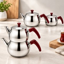 Str Store Büyük Küre Çelik Çaydanlık Seti Üst 1.2 Lt Alt 2.0 Lt