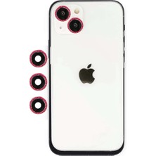 Bin1çeşit iPhone 14 Shine Kamera Lens - Kırmızı