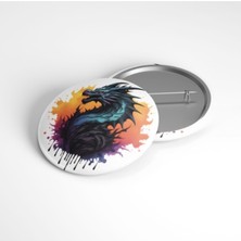 Beyaz Penguen Ejderhanın Alevi - 58MM Rozet