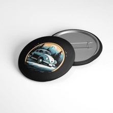 Beyaz Penguen Nostaljik Gece Sürüşü - 58MM Rozet