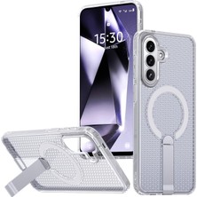 [air-Nova] Samsung Galaxy A57 Için Kılıf Dikey Standlı Güçlü Manyetik [magsafe ile Uyumlu] A57 Koruyucu Pc+Tpu Isı Dağılımı Sağlayan Petek Desenli Samsung Galaxy A57 Kılıf (Buzlu Şeffaf)
