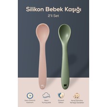 Wumboo 2'li Yumuşak Uçlu , Dişlik Özellikli Silikon Mama Kaşığı - Bebek Beslenme Kaşığı-Yeşil/pembe