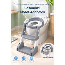 Wumboo Çocuk Tuvalet Eğitim Lazımlığı- Kendinden Basamaklı Katlanır Klozet Adaptörü,hazneli Lazımlık -Gri