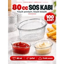 Yorulmaz Ambalaj 80 cc Şeffaf Plastik Sos Kabı 100’LÜ – Ketçap, Mayonez ve Porsiyonluk Sunum Kabı