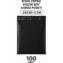 Bin1çeşit Siyah Cepsiz Küçük Boy Kargo Poşeti 24X30+5 cm 100 Adet