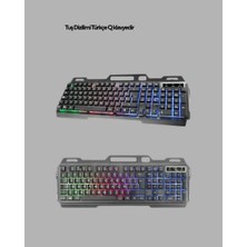 Bin1çeşit Ergonomik Işıklı Klavye Mouse ve Bluetooth Kulaklık Seti Türkçe Q