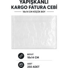 Bin1çeşit 18X14 cm Küçük Boy Yapışkanlı Kargo Fatura Cebi 250 Adet