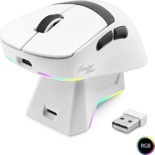 Bin1çeşit Rgb Şarj Standlı Kablosuz Mouse 12000 Dpı Beyaz
