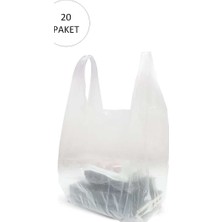 Bin1çeşit Şeffaf Atlet Poşet Orta Boy 28X50 cm 20 Paket Takriben 4.000 Adet