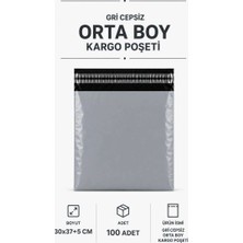 Bin1çeşit Gri Cepsiz Orta Boy Kargo Poşeti 30X37+5 cm 100 Adet