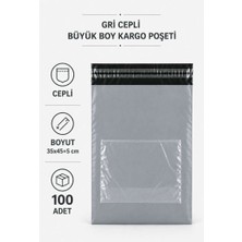 Bin1çeşit Gri Cepli Büyük Boy Kargo Poşeti 35X45+5 cm 100 Adet