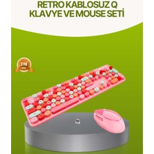 Bin1çeşit Bluetooth Retro Kablosuz Klavye ve Mouse Seti – 3 Cihaz Bağlantılı, Sessiz Tuş, Uzun Pil Ömrü