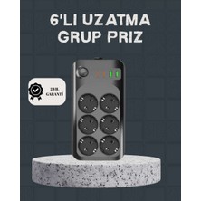 Bin1çeşit Termal Akım Korumalı 6’lı Uzatma Priz USB Type-C Hızlı Şarj 2500W