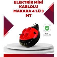 Bin1çeşit Kırmızı Renk 3 Metre 4’lü Kablolu Priz Makarası