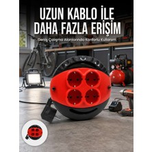 Bin1çeşit 5 Metre Kablolu 4’lü Kırmızı Priz Makara