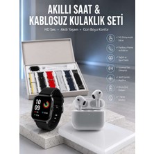 Bin1çeşit 7 Kordonlu Akıllı Saat ve 3.nesil Kulaklık Dokunmatik Ekran Sesli Görüşme Yapabilen