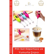 Denguva Premium Çelik Uçlu Pilli Kahve Sos Krema Mama Süt Köpürtücü Yumurta Çırpıcı Mini Mikser