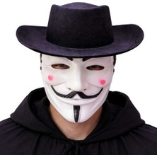 Bin1çeşit Vendetta Maske ve Şapka Seti – Anonim Stil Parti Maskesi