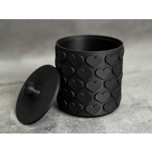 Bin1çeşit 3D Baskı Kalp Desenli Kapaklı Saklama Kutusu - Iki Renkli Organizer - Siyah