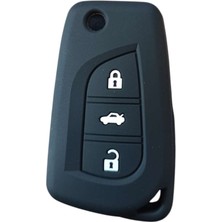 Bin1çeşit Toyota Corolla Auris Yaris Avensis Anahtar Uyumlu Silikon Oto Anahtar Kumanda Kabı Kılıf Siyah