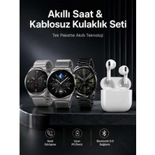 Bin1çeşit Akıllı Saat ve Kulaklık Seti Dokunmatik Ekran 5.0 Bluetooth Bağlantılı Sesli Görüşme