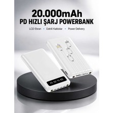 Bin1çeşit LED Işıklı 20.000MAH Powerbank LCD Gösterge Dahili Çoklu Kablo Yeni Nesil