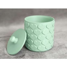 Bin1çeşit 3D Baskı Kalp Desenli Kapaklı Saklama Kutusu - Iki Renkli Organizer - Mint