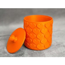 Bin1çeşit 3D Baskı Kalp Desenli Kapaklı Saklama Kutusu - Iki Renkli Organizer - Turuncu