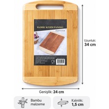 Bambu Kesme Tahtası Tutma Boşluklu 24 × 34 cm