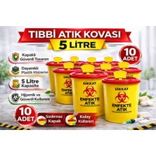Bin1çeşit Tıbbi Atık Kovası 5 Litre 10 Adet Kapaklı Tıbbi Atık Kutusu Enfekte Atık Kovası