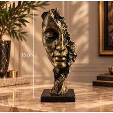 Hancıoğlu Çiftliği Dekoratif Soyut Yüz Biblosu Gold-Siyah 35 cm