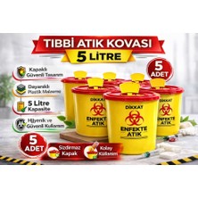 Bin1çeşit Tıbbi Atık Kovası 5 Litre 5 Adet Kapaklı Tıbbi Atık Kutusu Enfekte Atık Kovası
