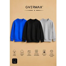 Overmax 3’lü Çocuk Kapüşonsuz Sweatshirt Seti – 3-12 Yaş
