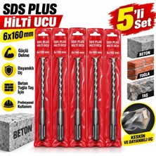 Trendhane Sds Plus 6X160 mm Beton Delme Ucu 5’li Set – Tuğla Taş ve Duvar Için Dayanıklı Hilti Tipi Matkap Ucu