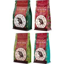 Garani Meyvemsi Dört Rota Filtre Kahve Seti 4X250 G 1000 G Öğütülmüş %100 Arabica French Press Için