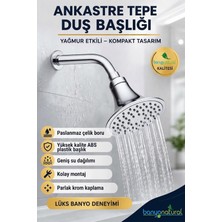 Banyonatural Ankastre Tepe Duş Başlığı ve Borusu Duvardan Gömmeli Yağmur Etkili Duş Seti Krom