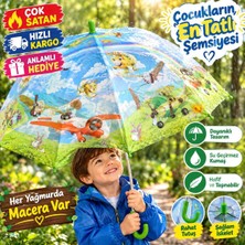 Poyraz Ticaret 4848(DÜDÜK Hediyeli) 72 cm Desenli Kalın Telli Çocuk Şemsiyesi Kış Sonbahar Moda Tarz Trend