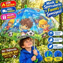 Poyraz Ticaret 4848(DÜDÜK Hediyeli) 72 cm Desenli Kalın Telli Çocuk Şemsiyesi Kış Sonbahar Moda Tarz Trend
