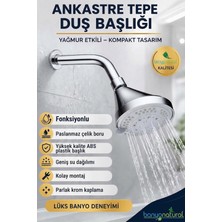 Banyonatural Fonksiyonlu Ankastre Tepe Duş Başlığı ve Borusu Duvardan Gömmeli Yağmur Etkili Duş Seti Krom