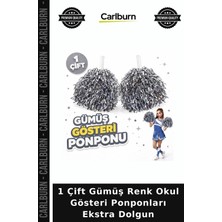 Carlburn Özel Üretim Amigo Dans Sahne 1 Çift Gümüş Renk Okul Gösteri Ponponları Ekstra Dolgun